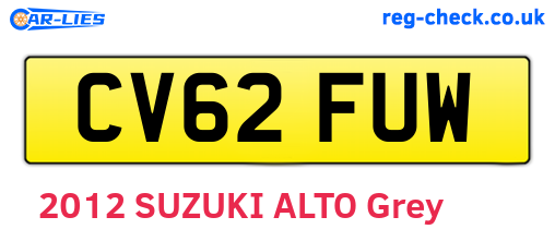 CV62FUW are the vehicle registration plates.
