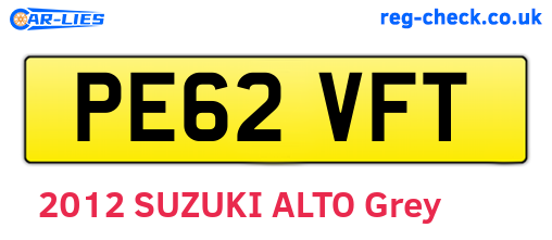 PE62VFT are the vehicle registration plates.