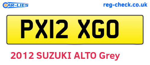 PX12XGO are the vehicle registration plates.