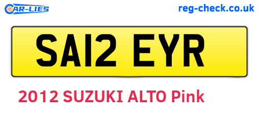 SA12EYR are the vehicle registration plates.
