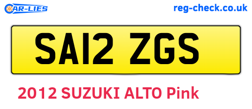 SA12ZGS are the vehicle registration plates.