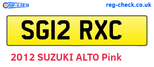 SG12RXC are the vehicle registration plates.