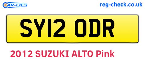 SY12ODR are the vehicle registration plates.