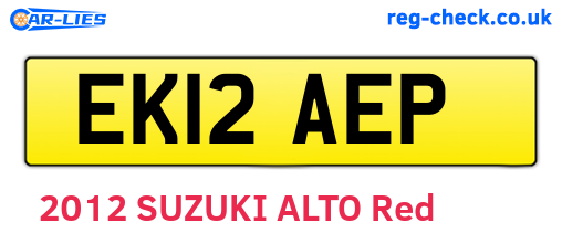 EK12AEP are the vehicle registration plates.