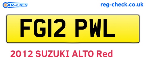 FG12PWL are the vehicle registration plates.