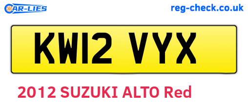 KW12VYX are the vehicle registration plates.
