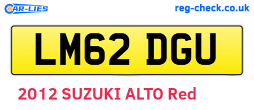 LM62DGU are the vehicle registration plates.
