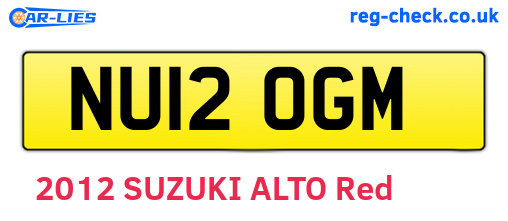 NU12OGM are the vehicle registration plates.