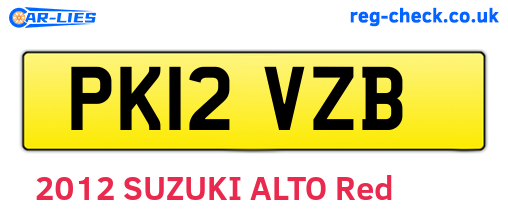 PK12VZB are the vehicle registration plates.