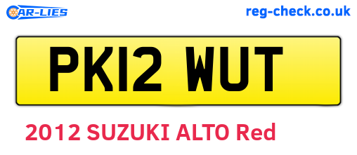 PK12WUT are the vehicle registration plates.