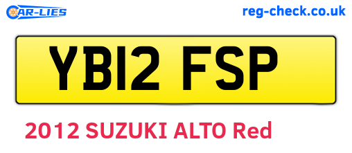 YB12FSP are the vehicle registration plates.