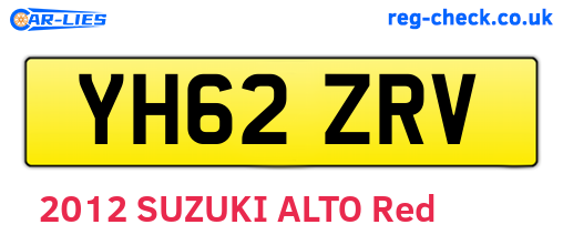 YH62ZRV are the vehicle registration plates.