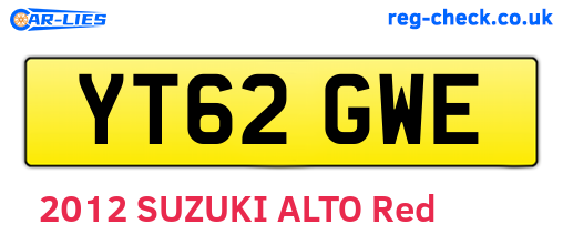 YT62GWE are the vehicle registration plates.