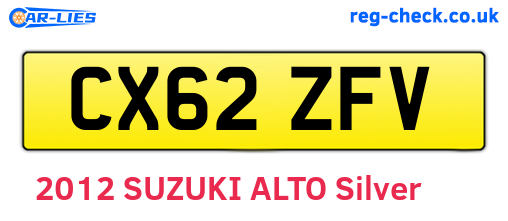 CX62ZFV are the vehicle registration plates.