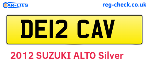 DE12CAV are the vehicle registration plates.