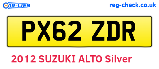 PX62ZDR are the vehicle registration plates.