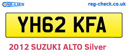 YH62KFA are the vehicle registration plates.