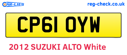 CP61OYW are the vehicle registration plates.