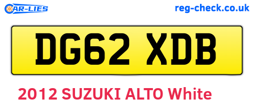 DG62XDB are the vehicle registration plates.