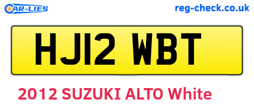 HJ12WBT are the vehicle registration plates.