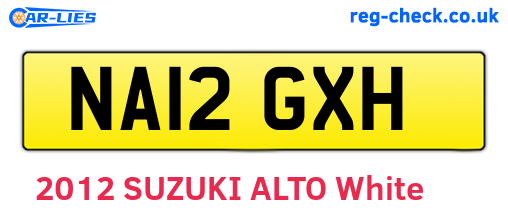 NA12GXH are the vehicle registration plates.