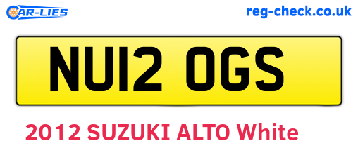 NU12OGS are the vehicle registration plates.