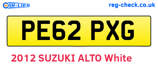 PE62PXG are the vehicle registration plates.