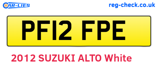 PF12FPE are the vehicle registration plates.