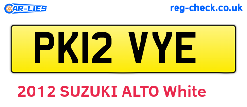 PK12VYE are the vehicle registration plates.