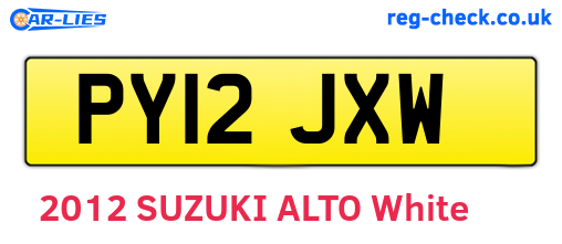 PY12JXW are the vehicle registration plates.