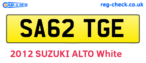 SA62TGE are the vehicle registration plates.