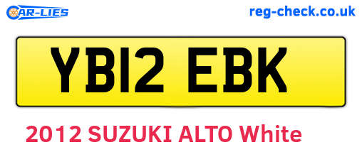 YB12EBK are the vehicle registration plates.