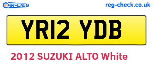 YR12YDB are the vehicle registration plates.