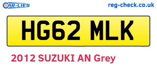 HG62MLK are the vehicle registration plates.