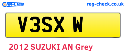 V3SXW are the vehicle registration plates.