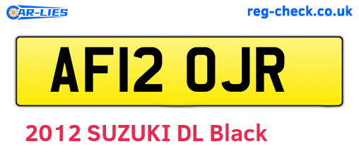 AF12OJR are the vehicle registration plates.