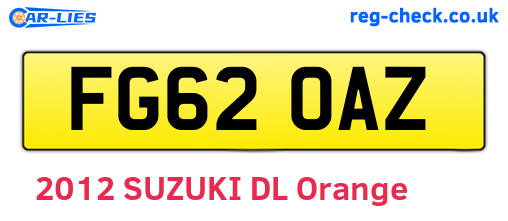 FG62OAZ are the vehicle registration plates.