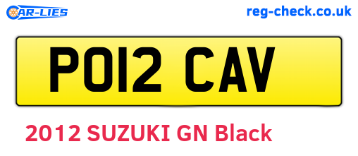 PO12CAV are the vehicle registration plates.