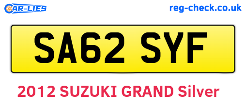 SA62SYF are the vehicle registration plates.