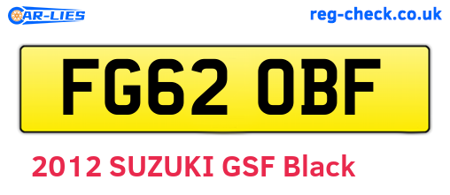 FG62OBF are the vehicle registration plates.