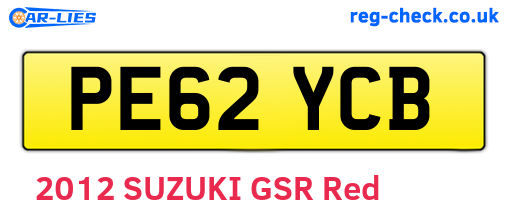 PE62YCB are the vehicle registration plates.