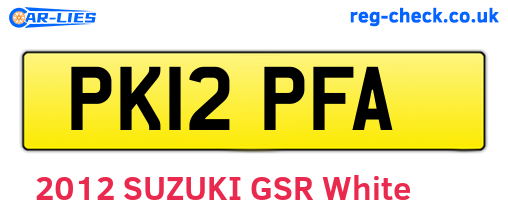 PK12PFA are the vehicle registration plates.