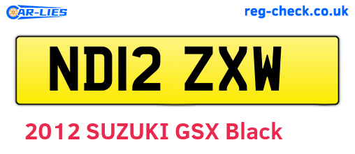 ND12ZXW are the vehicle registration plates.