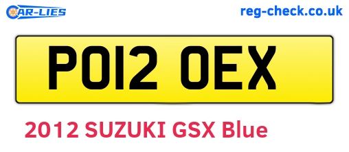 PO12OEX are the vehicle registration plates.