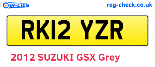 RK12YZR are the vehicle registration plates.