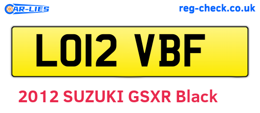 LO12VBF are the vehicle registration plates.