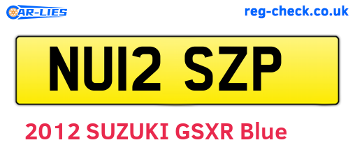 NU12SZP are the vehicle registration plates.