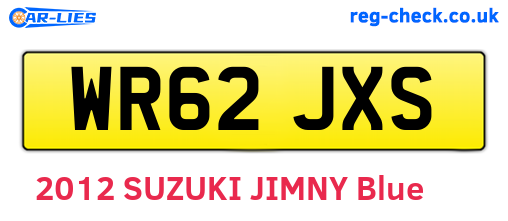 WR62JXS are the vehicle registration plates.