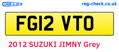 FG12VTO are the vehicle registration plates.