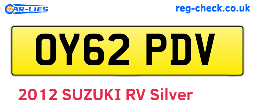 OY62PDV are the vehicle registration plates.